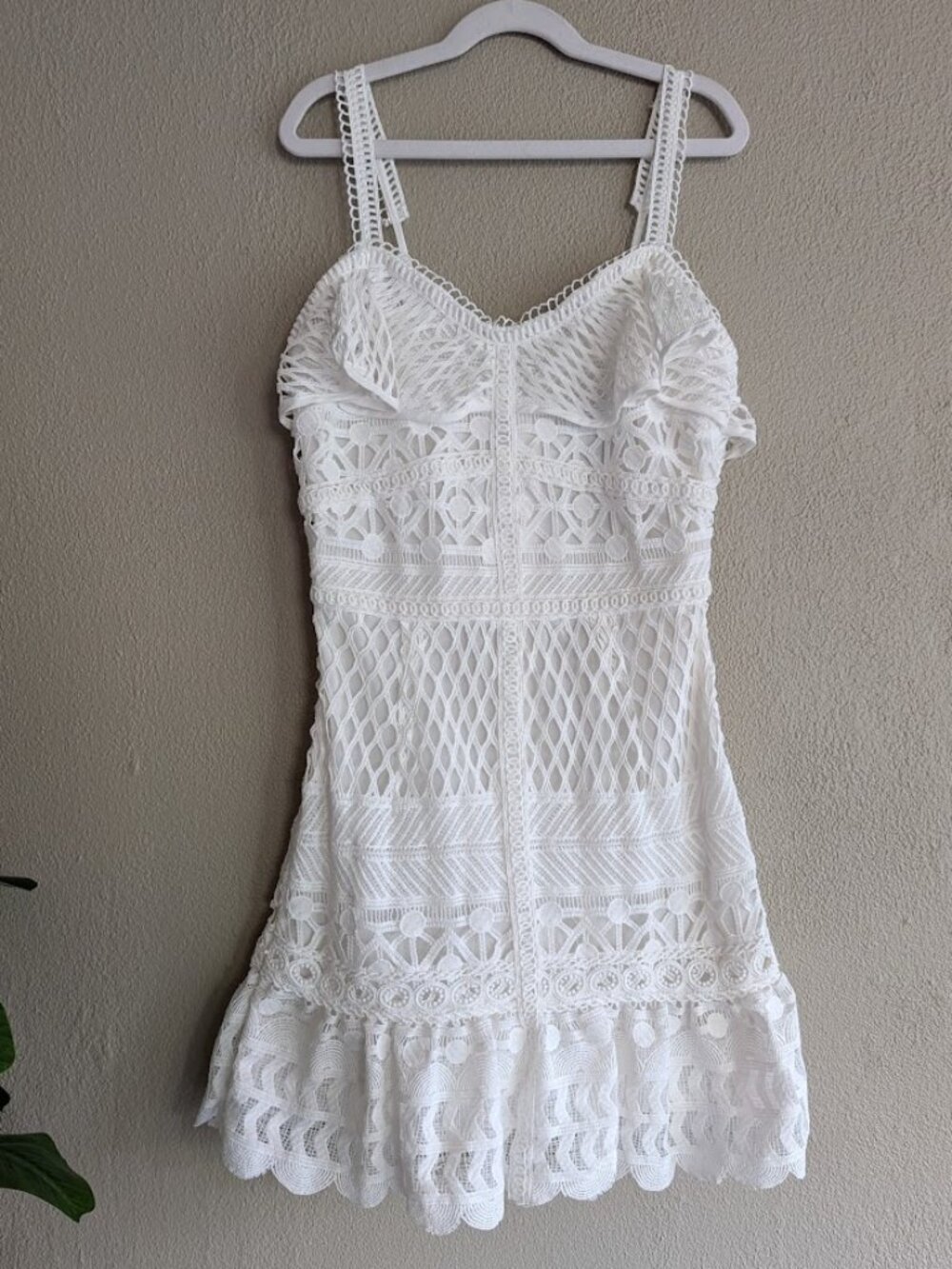 J.O.A. Just One Answer White Eyelet Lace Ruffle Mini Dress * Size XS